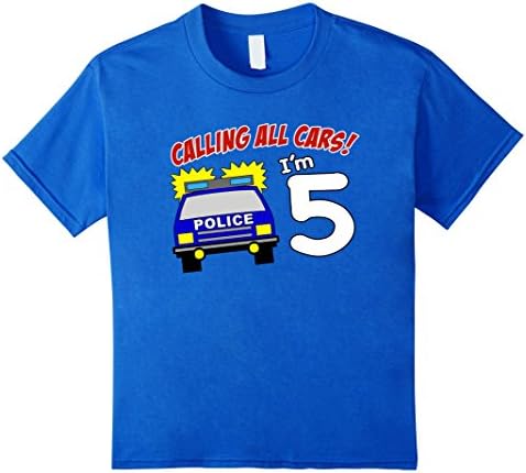 Kids 5th Birthday Police Car T Shirt - 5 Year Old Officer Tee 8 Royal Blue