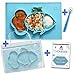 Cool Panda Fun Silicone Feeding Placemat for Babies, Portable & Reusable Travel Bag, Spoon and Healthy Recipes Ebook Included, Non-Slip Suction Plate, Large Size Set: 15