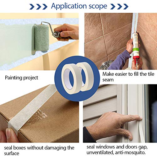 image for KIMCOME White Masking Tape  3 Pack, General Purpose Beige Painter's Ta