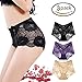 Women's Sexy Lace Panties Intimate Lingerie 3 Pack Briefs Sheer Mid Waist Underwear (XL)