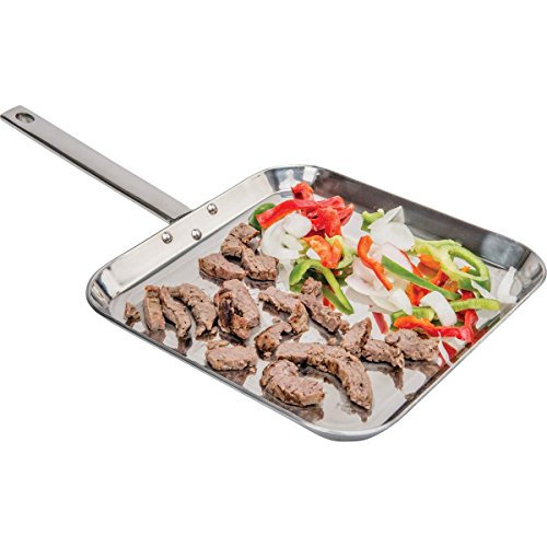 CHEFS KTGRIDTp T304 Stainless-Steel 11-Inch Square Griddle, Ideal for Grilling and Presenting Your Favorite Creations