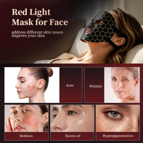 Red Light Mask for Face, 7-Colors Red Light Therapy Face Mask, Lightweight Portable for Home & Travel, Rechargeable