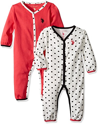 Baby Girls' 2 Pack Long Sleeve Sleepers Or Play Rompers, Tea Berry, 3-6 Months
