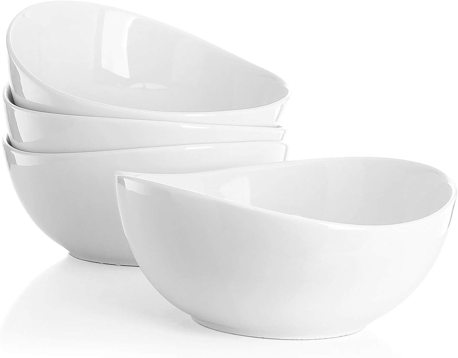 Sweese 103.401 Porcelain Bowls - 28 Ounce for Cereal, Salad and Desserts - Set of 4, White: Kitchen & Dining