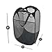 Smart Design Deluxe Mesh Pop Up Square Laundry Hamper w/ Side Pocket & Handles - VentilAir Fabric Collapsible Design - for Clothes & Laundry - Home - (Holds 2 Loads) (14 x 23 Inch) [Black]