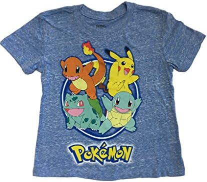 Pokemon Little Boys Pikachu and Friends Pokeball T-Shirt (7/M, Blue 2)