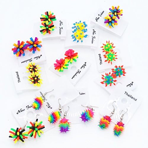 Glow-in-The-Dark Earring Elastic Party Favors Blacklight Reactive Fluorescent Pack 4 pcs Assorted Colour (Small Earring)