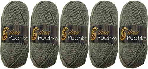 5 Skein Multi-Pack Silvia Puchka Alpaca Acrylic Blend Yarn Medium Worsted Wt (403 Graphite)