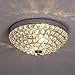 SOTTAE European 2 Lights Bowl Shape Flush Mount Chrome Finish Modern Crystal Chandelier Ceiling Light, Crystal Ceiling Light for Bedroom Living Room