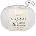 3 Pack (Ball) Gazzal Baby Wool XL Total 5.28 Oz / 328 Yrds, Each Ball 1.76 Oz (50g) / 109 Yrds (100m) Super Soft, Medium-Worsted Yarn, 40% Lana Merino 20% Cashmere Type Polyamide, White-801