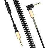 HOCO UPA02 AUX Male to Male Audio Cable With Microphone 6.5ft 3.5mm Jack Gold Plated Cord With Spring Connector 90 degree 