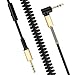 HOCO UPA02 AUX Male to Male Audio Cable With Microphone 6.5ft 3.5mm Jack Gold Plated Cord With Spring Connector 90 degree 