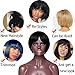 Short Bob Wig With Bangs Human Hair Glueless Natural Black Straight Wigs 100% Brazilian Virgin Human Hair Full Machine Made NO Lace Wigs With Swept Side Bangs 130% Density（10inch）