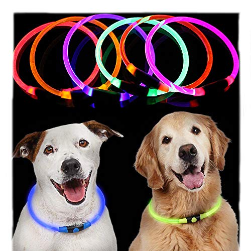 DZT1968  Cats Puppy Dogs Pet Glow Light Pattern Collar Buckle Adjustable for Night Safety Flashing Dog Collar (L, Yellow) - Thumbnail 4