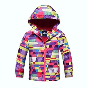 Lovekider Waterdichte jas meisjes patroon bedrukt capuchon regenjas fleece gevoerd met 2 zakken windjack regenjas voor…