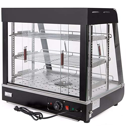 Ensue Commercial Countertop Food Warmer Restaurant Display Case 48" Heated Cabinet Pizza Pastry Cabinet Hotdog, Black