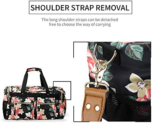 Floral Print Smooth Surface Polyester Blend Travel Weekender Overnight Bag for Duffle,Shoe Grid Carry on Gym Sports Bags for Men,Tote Handbag for Women,Traveling Boarding Collapsible Gripsack. 4 Floral Print Smooth Surface Polyester Blend Travel Weekender Overnight Bag for Duffle,Shoe Grid Carry on Gym Sports Bags for Men,Tote Handbag for Women,Traveling Boarding Collapsible Gripsack.