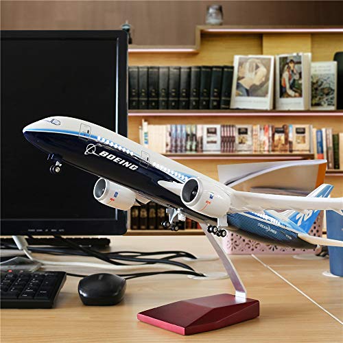 24-Hours 18â€ 1:130 Scale Model Jet Boeing 787 Aircraft Model Kits Display Diecast Airplane for Adults with LED Light(Touch or Sound Control)