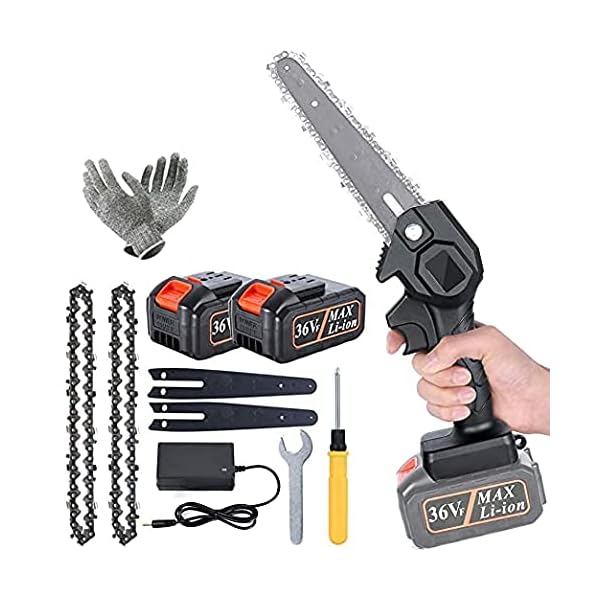 Mini Kettensäge, Akkusäge, handkettensäge Akku 36V, 6 zoll e-Kettensäge mit 2 akku,2 Ketten und 2 führungsschiene,für…