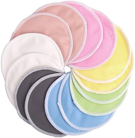 Kiddoisland Reusable &amp; Washable Organic Bamboo Nursing Pads With Bonus Laundry Bag | Soft &amp; Super Absorbent|Perfect Baby Shower Gift (14 Pack)