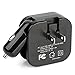 USB Charger 2-port 2.1A USB Wall Charger Car Charger All in One Design with Foldable AC Wall Plug DC Car Plug for iPhone 7/ 7 plus/ 6s/5s , iPad Air 2 / mini 3, Samsung, LG and More-Black