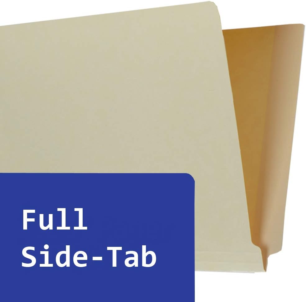 The File King - Manila File Folder - Letter Size - Full Side Tab with Fasteners for Shelf Filing - Box of 50-11 Point : Office Products
