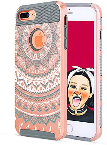 iPhone 7 Plus Phone Case, iPhone 7 Plus Protection Case, iPhone 7 Plus Cover Rose Gold, Tough Hybrid Rugged Dual Heavy Duty iPhone 7 Plus Case with Shock Absorption Design Case for iPhone 7 Plus-Grey