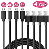 Micro USB Charging Cable,[4 Pack] 15FT 10FT 6FT 3FT Extra Long Fast Charger Cord,High Speed Durable Android Phone Cable Compatible for PS4/Xbox One Controller,Samsung Galaxy S7/S6/S5,Note5,Honor 7X