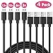 Micro USB Charging Cable,[4 Pack] 15FT 10FT 6FT 3FT Extra Long Fast Charger Cord,High Speed Durable Android Phone Cable Compatible for PS4/Xbox One Controller,Samsung Galaxy S7/S6/S5,Note5,Honor 7X