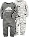 Carter's Baby 2 Pk Footies and Rompers, Gray, 6 Months