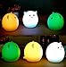 Mystery 3-Modes Soft Silicone LED Baby Pig Night Light, USB Rechargeable Children Night Lamp Cute Pig Lamp with Warm White, Single Color, 7-Color Breathing Modes for Kids Adults Bedroom Decoration(A)