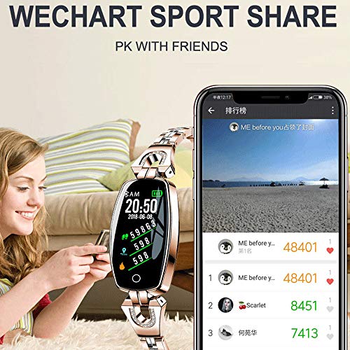 Insaneness for Girl Women Smart Watch-Heart Rate Activity Step Counter Calorie Smart Bracet (Rose Gold)