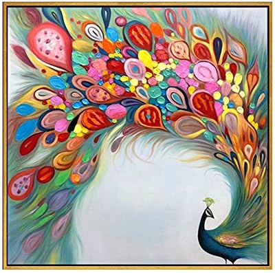 カラフルで創造的な美しい孔雀の動物 キャンバスに手描きの油絵絵画3d カラフルで創造的な美しい孔雀の動物 キャンバスに手描きの油絵絵画3d