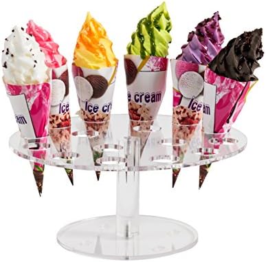 Wedding Clear Acrylic Ice Cream Cone Stand, Sushi Hand roll Stand Holder, Capacity (16) … (ice Cream Cone Stand)