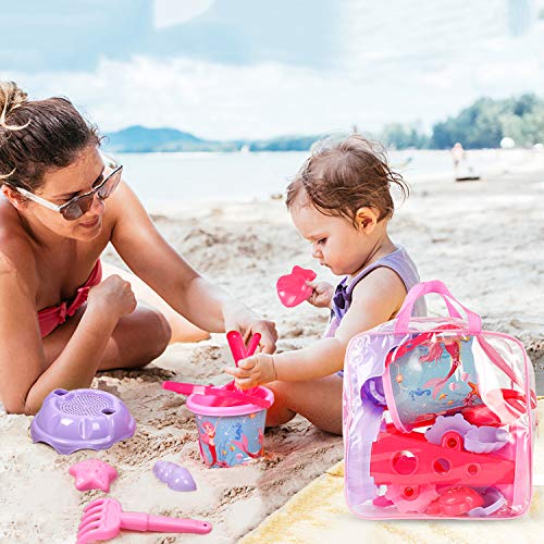 image for Liberty Imports Pink Princess Sand Wheel Beach Set Toy with Zippered B