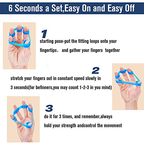 Pnrskter Hand Grip Strengthener Kit (6 Pack) Finger Exerciser, Grip Strength Trainer, New Material, Forearm Grip Workout, Finger Stretcher, Relieve Wrist & Thumb Pain, Carpal Tunnel.