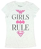 DC Super Hero Girls Rule Glitter T-Shirt Featuring Wonder Woman, Batgirl & Supergirl
