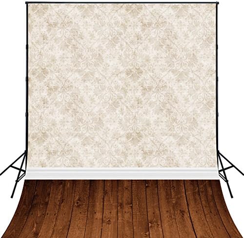 4X6ft Art Fabric Photography Newborn Vintage Brown Damask and wood floor Backdrop D068