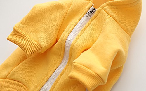 Moolecole Zip-up Hoodie Pet Costume Dog Hoodies Clothes Outfit Funny Pet Hooded Apperal for French Bulldog and Pug Yellow XL
