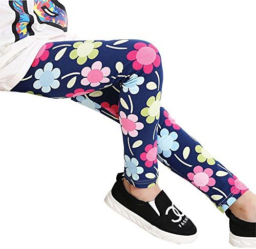 Baby Kids Childrens Printing Flower Toddler Classic Leggings Girls Pants (7, H)
