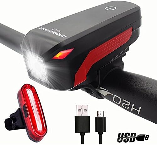 Kumary Bike Light Micro USB Rechargeable Bicycle Headlight with 140db Bell Touch Induction Switch Lights