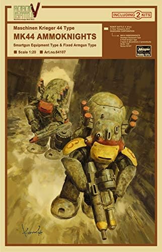 Hasegawa Robot Battle V(Five) Maschinen Krieger 44 Type MK44 Ammoknights (Smartgun Equipment Type & Fixed Armgun Type) (Two Kits in The Box), 1/20 Scale Plastic Model Kit/Item # 64107