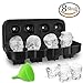 HoneyHolly 3D Skull Ice Cube Mold Lid, Flexible Food Grade Silicone Ice Cube Chocolate Candy Mold Trays, Perfect Kids, BPA Free - 8 Skull Black