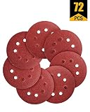 Sanding Discs 72 PCS Hook and Loop 5 In Sanding Disc 5 Inch 8 Hole Sandpaper Orbital Sander Pads 40/60/80/120/180/240/320 Grits