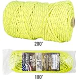 TOUGH-GRID New 700lb Double-Reflective Paracord/Parachute Cord - 2 Vibrant Retro-Reflective Strands for The Ultimate High-Visibility Cord - 100% Nylon - Made in USA - 100Ft. Neon Yellow Reflective