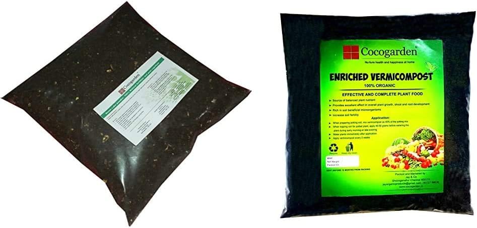 Coco Garden Neem Cake Powder Organic Fertilizer and Pest Repellent 900 gm & enriched VERMICOMPOST 10 KG - Effective and Complete Plant Food Combo