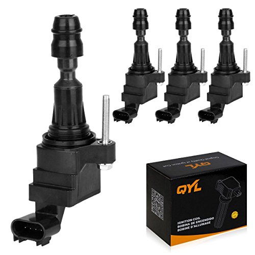 QYL Pack of 4 Ignition Coil for Chevrolet GMC Pontiac Saturn Saab Cobalt Equinox Malibu HHR G5 G6 Aura Vue C1552 UF491 D522C UF-491