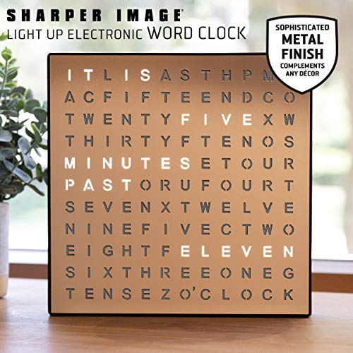 SHARPER IMAGE Light Up Electronic Word Clock, Copper Finish with LED Light Display, USB Cord and Pow - //medicalbooks.filipinodoctors.org