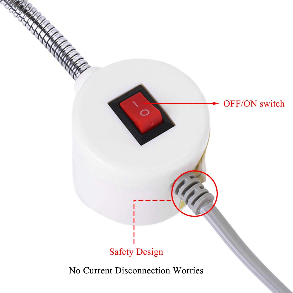 HONG111 LED Sewing Machine Light (30LEDs - 2 Watt), Flexible Work Light Gooseneck Lamp with Magnetic Mounting Base for Lathes, Workbenches, Drill Press, Music Stands, Crafts