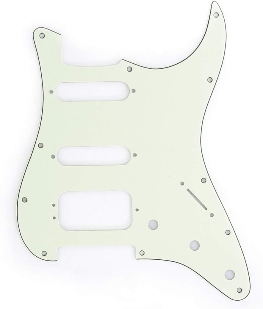 Musiclily Pro 11-Hole Round Corner HSS Guitar Strat Pickguard for USA/Mexican Stratocaster 3-screw Humbucking Mounting Open Pickup